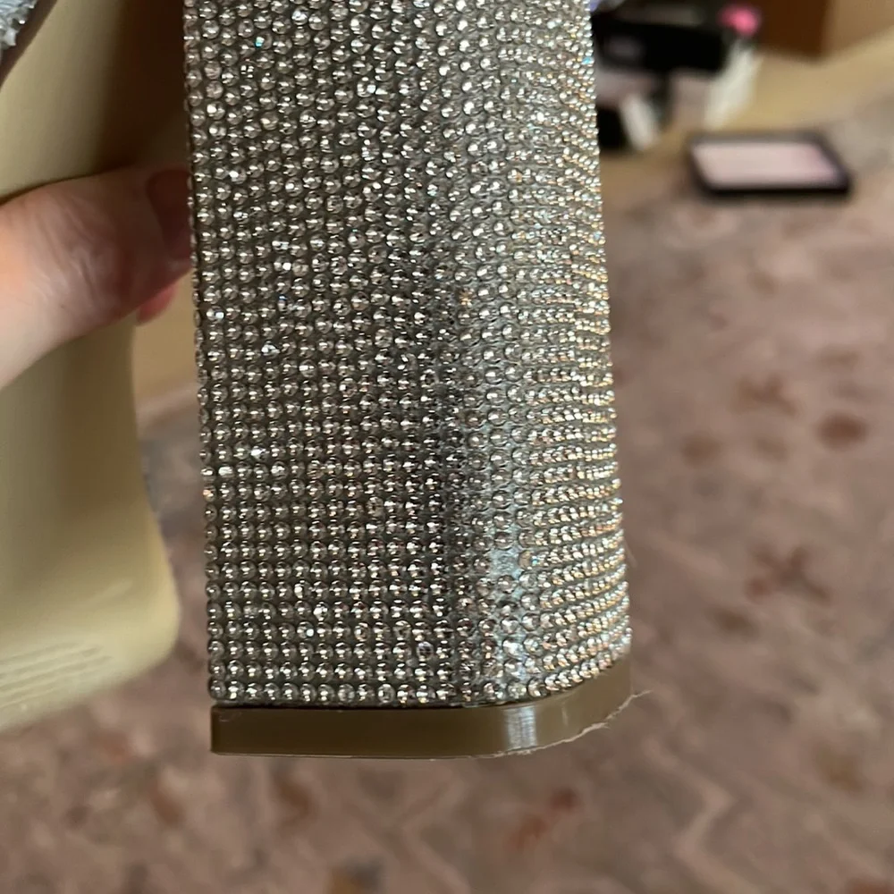 Bebe Areli Silver Platform Block Heels - Picture 6 of 12